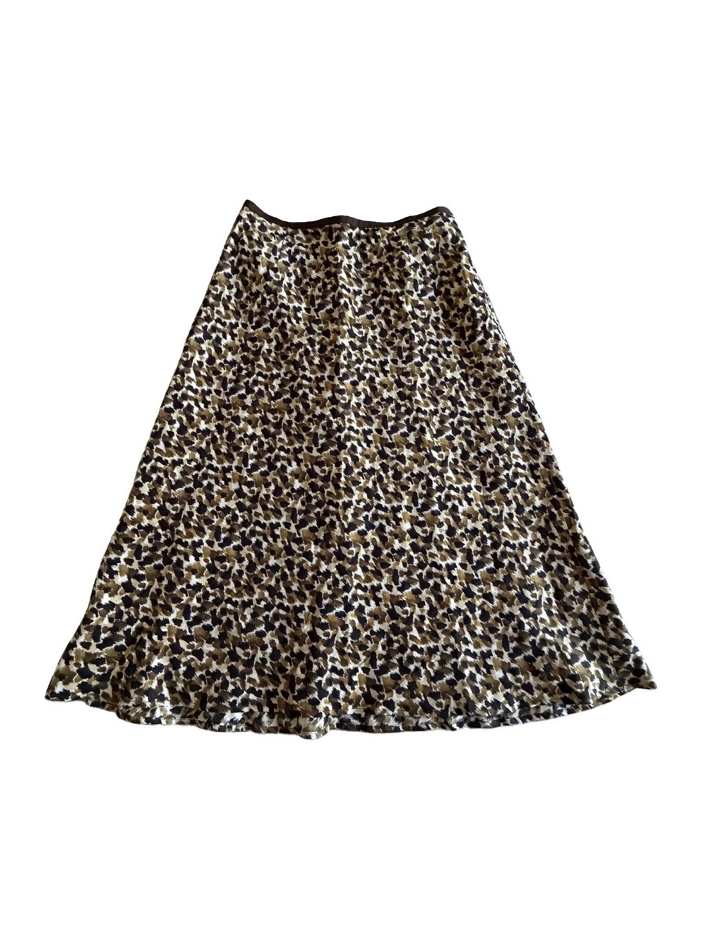 Vtg Talbots Skirts Womens 10P Animal Print A-Line Midi Linen Silk Lined Office